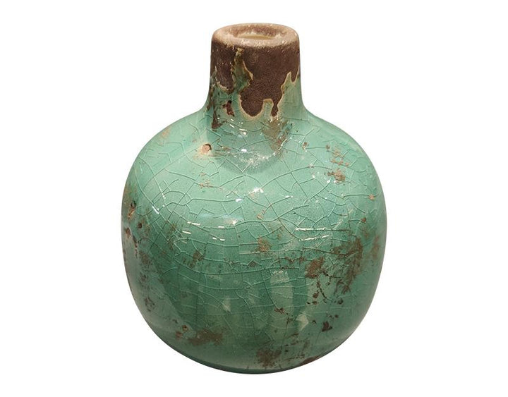 Photo n°1 du produit Vase céramique turquoise 8x9.5cm-778T09-0