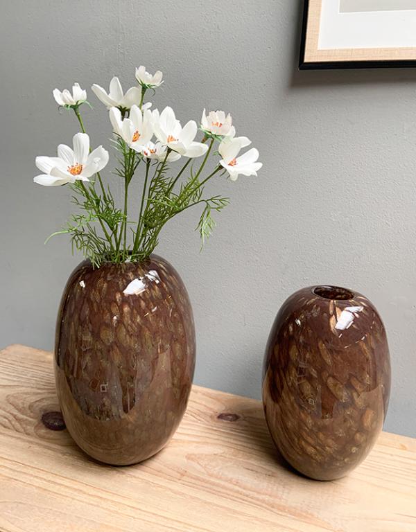 Photo n°2 du produit Vase en verre écailles marron 20x29cm-706T29-0