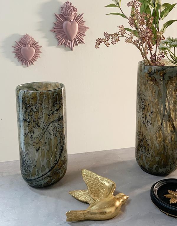 Photo n°2 du produit Vase verre effet marbre tacheté 12x25cm-604T25-0