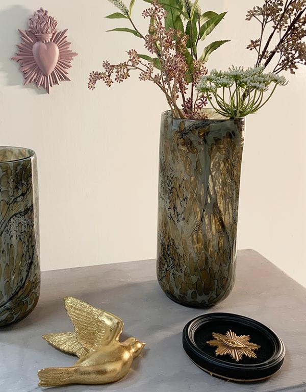 Photo n°2 du produit Vase verre effet marbre tacheté 14x31cm-604T31-0